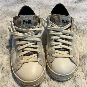 P448 white leather and suede sneakers